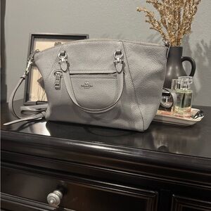 Coach Light Gray Leather Shoulder Bag